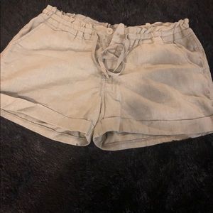 Olive green linen shorts
